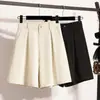 Shorts Geniales de Tallas Grandes para Mujer, Nuevo Estilo Traje Casual Blanco, Caída Suelta, Moldeadores, Falda-Shorts de Línea A de Cintura Alta Negros de Cinco Puntos para Primavera y Verano