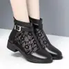 Botines de Malla Calados Suaves de Tacón Medio para Mamá de Mujer, Botas Frescas de Talla Grande para Primavera y Otoño, Botas de Malla 2026, Zapatos Casuales para el Día a Día