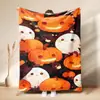Etsy Cobertor de Flanela para Halloween Casa Halloween Fantasma Fofo Abóbora Escritório Cobertor para Soneca