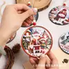 Pingentes de Natal transfronteiriços artesanato em madeira etiquetas adereços de layout de cena de festa decorações pingentes para árvore de Natal