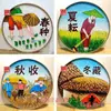 Pá de lixo pintada à mão em bambu trançado pintura nostálgica fazenda bambu trançado pintura decoração pá criativa country mural de parede grão tudo trabalho duro