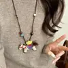 Collar con Colgante de Poni de Tela Hecho a Mano con Cuentas para Mujer, Diseño de Nicho Cadena Larga para Suéter, Accesorio de Otoño e Invierno