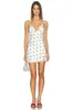 Vestido mini camisola de renda poá estilo americano, decote V profundo, costas cruzadas com renda, sem alças, caimento justo, linha A para encontros, INS