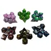 Patrón de mármol multicolor de dos colores tablero de juego de mazmorra juego de rol dnd acrílico poliédrico set de 7 piezas dados