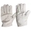 Tela de uña blanca de 12 líneas guantes de soldadura de lona corta semi-forrados guantes de lona forrados resistentes al desgaste