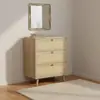 Armário de Três Gavetas de Rattan Sintético Transfronteiriço da Amazon para Quarto e Sala de Estar, Armário de Armazenamento Desmontado, Armário Lateral de Painel, Cômoda, Atacado de Fábrica