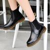 Botas Chelsea 2976 de piel auténtica para mujer, estilo Martin, estilo británico, para hombre y mujer, informales, de piel, talla grande.