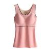 [Sujetador sin rozaduras] Chaleco térmico calefactor de terciopelo para mujer con forro de forro polar, engrosado, para otoño e invierno, camiseta interior, top cepillado ajustado