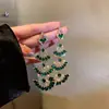 Aretes Largos Europeos y Americanos Transfronterizos de Pétalo de Rosa de Aguja Plateada, Estilo Moderno y Fresco, Aretes Exquisitos y de Alta Gama