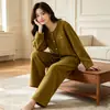 Pijama Térmico de Terciopelo para Mujer Otoño/Invierno 2026, Ropa de Casa, Cárdigan de Cuello Redondo, Manga Larga, Pantalón Largo, Cálido y Cómodo, Se Puede Usar Afuera