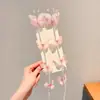 Presilha de Cabelo Corrente Trançada Infantil, Presilha de Cabelo com Laço de Fita e Pérola para Menina, Acessório de Cabelo com Franja Estilo Princesa de Conto de Fadas para Menininha