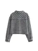 Estilo Novo Outono e Inverno 2024 Transfronteiriço Estilo Chanel Elegante Versátil Toque de Luxo Jaqueta Curta Pied-de-poule Manga Longa Top
