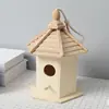Casa de Pájaro Corrugada Nido de Pájaro de Madera Maciza Colgante al Aire Libre Comedero para Loros Casa Refugio de Pájaro para la Lluvia