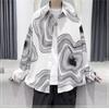 Camisa com Estampa de Padrão Abstrato Caimento Masculina Estilo Coreano Solta Casual Personalizada Duffian Bonita Manga Longa Estampada Tendência