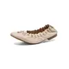 Sapatos tipo rolo de ovo com laço de pele de carneiro doce estilo francês super macios 2026 outono sapatos rasos de bico redondo com sola macia de couro genuíno para mulheres