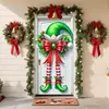 Cubierta de puerta del Grinch Navideño transfronteriza, decoración de puerta principal, colgante de puerta exterior para fiesta navideña, bandera feliz de monstruo navideño