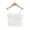 Camisola Americana Hot Girl Jacquard de Renda Branca Feminina 2025 Verão Novo Estilo Pastoral Versátil Modeladora Top