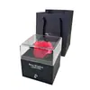 Caixa de Flores Eternas Caixa de Presente Dia dos Namorados Caixa de Acrílico Transparente Caixa para Pingente de Colar Anel Caixa de Presente com Flor de Rosa