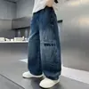 Ropa para niños para niños, pantalones de otoño, nuevo estilo primavera y otoño 2026, jeans de pierna recta para niños mayores, pantalones largos de otoño para niños