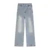 Soporta la personalización de jeans transfronterizos para hombre, pantalones de mezclilla de color claro con retazos deconstruidos holgados Xintang para hombre