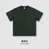 Camiseta de Algodón Puro Pesado Estilo Americano Cuello Redondo Manga Corta para Hombre, Top Casual Holgado de Verano, Color Sólido Capa Base Manga Media 305g