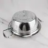 Peneira de Arroz e Bacia de Escorrer em Aço Inoxidável com Duas Alças, Bacia de Silicone para Lavar Arroz na Cozinha, Cesta para Frutas e Legumes com Furos Pequenos para Lavar Legumes e Frutas