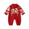 Mameluco Bordado de Luna Llena para Bebé de un Año Estilo Chino Túnica Festiva Traje Rojo para Gateo de Bebé de un Año Venta al por Mayor