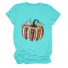 Amazon eBay estação europeia moda casual elegante feminina estampa de abóbora gola redonda manga curta camiseta camisa base