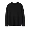Outono e Inverno Novo Gola Redonda 100% Caxemira Pura Tricô Masculino Espesso Quente Casual Tricô Cor Lisa Manga Longa Pulôver