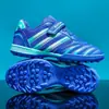 Zapatos de fútbol para niños con tacos cortos TF para niños y niñas, con cierres de velcro, malla transpirable, zapatos de entrenamiento antideslizantes