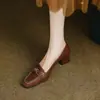 Primer encuentro: Brisa Suave de Noche Zapatos de Tacón Alto Cuadrados Retro con Lazo para Mujer Mocasines de Tacón Grueso para Mujer