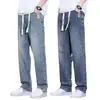 Jeans para Hombre Marca de Moda Pantalones Sueltos de Pierna Recta 2026 Verano Delgados Estilo Americano Cordón Casual Pantalones de Verano para Hombre