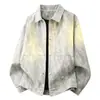 Chaqueta de pana con teñido anudado en color degradado, holgada, con cuello de solapa, abrigo casual, nuevo top versátil de ropa de trabajo para primavera y otoño