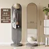 Espejo giratorio de cuerpo entero, espejo de suelo de cuerpo entero, espejo colgante para dormitorio doméstico, espejo de montaje integrado, espejo vertical movible