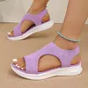 Sandalias de cuña de tejido Flyknit de estilo nuevo para verano, talla grande de comercio exterior, punta abierta, ligeras, transpirables, sandalias casuales en stock