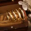 Anillo Sencillo Estilo Retro Minimalista de Venta Caliente Transfronteriza para Mujer, Anillo con Incrustaciones de Diamantes en Cobre Estilo Celebridad de Internet de Moda
