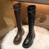 Botas Altas para Mujer, Botas de Caballero, Botas Versátiles Nuevas 2025 de Suela Gruesa por Encima de la Rodilla, Botas de Cuero Elástico de Aspecto Adelgazante, a la Moda