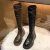 Botas de Montar con Cordones para Mujer Tallas Grandes, Botas Altas Adelgazantes para Piernas Gruesas, Botas Largas de Punta Redonda, Botas Marrones de Caña Ancha, Modernas