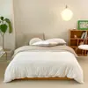 Conjunto de Roupa de Cama de Malha de Algodão Grau Bebê para Outono e Inverno, Conjunto de Roupa de Cama de Algodão Integral de Quatro Peças Incluindo Capa de Edredom, Lençol de Cima e Lençol com Elástico