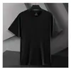 Nova Camiseta Masculina de Verão 40 Fios Porcelana de Gelo 95% Algodão Gola Redonda Manga Curta Fresca Lycra Cor Lisa Lisa Casual Meia Manga