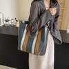 2024 Nueva Moda Bolso de Lona Rayado Portátil para Viajero Bolso Tote de Color Contrastante Bolso Cruzado para Hombro Todoterreno