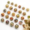 8-10mm Color Esmalte Oro Antiguo Horneado Azul Goteo de Aceite a través de Agujero Cortado Cuentas Redondas Cuentas de Barril Cuentas Separadas Cuerda de Pulsera Accesorios DIY