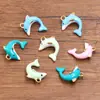 4 Colores 15X20mm Acero Inoxidable Dorado Goteo de Aceite Animales 3D Realistas Colgante Delfín Encanto DIY Accesorios para Joyería