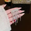 Brincos de Moda Super Fada Exquisite Laço Leve Luxo High-end Elegante Versátil Clipe de Orelha Brincos Longos com Franja para Mulheres
