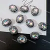 Caja Mágica Ovalada Incrustada de Diamantes Anillo Facial Huevo de Paloma de Ocho Agujeros Zircón Pulsera de Cuentas DIY Accesorios Espaciadores para Collar Ojo de Gato