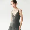 Camisola de cachemira con escote en V y encaje hueco para mujer, corte ajustado, de punto, sin mangas, perfecta para usar en capas y crear un efecto adelgazante
