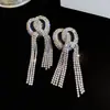 Brincos de borla em formato de flor com zircônia super brilhante, estilo europeu e americano de luxo, brincos de banquete do palácio, brincos de luxo leve de alta qualidade para mulheres