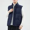 Colete de Algodão Liso de Inverno Masculino Tamanho Grande Quente Engrossado Colete Roupa Externa Gola Alta Jaqueta Colete Gilet Roupa Masculina