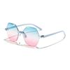 Gafas de Sol Infantiles Sin Marco de una Sola Pieza Transfronterizas Europeas y Americanas de Colores Caramelo Hexagonales de una Sola Pieza para Mar