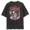 Camiseta de Moda Streetwear de Verano Negro Lavado Dragon Ball an